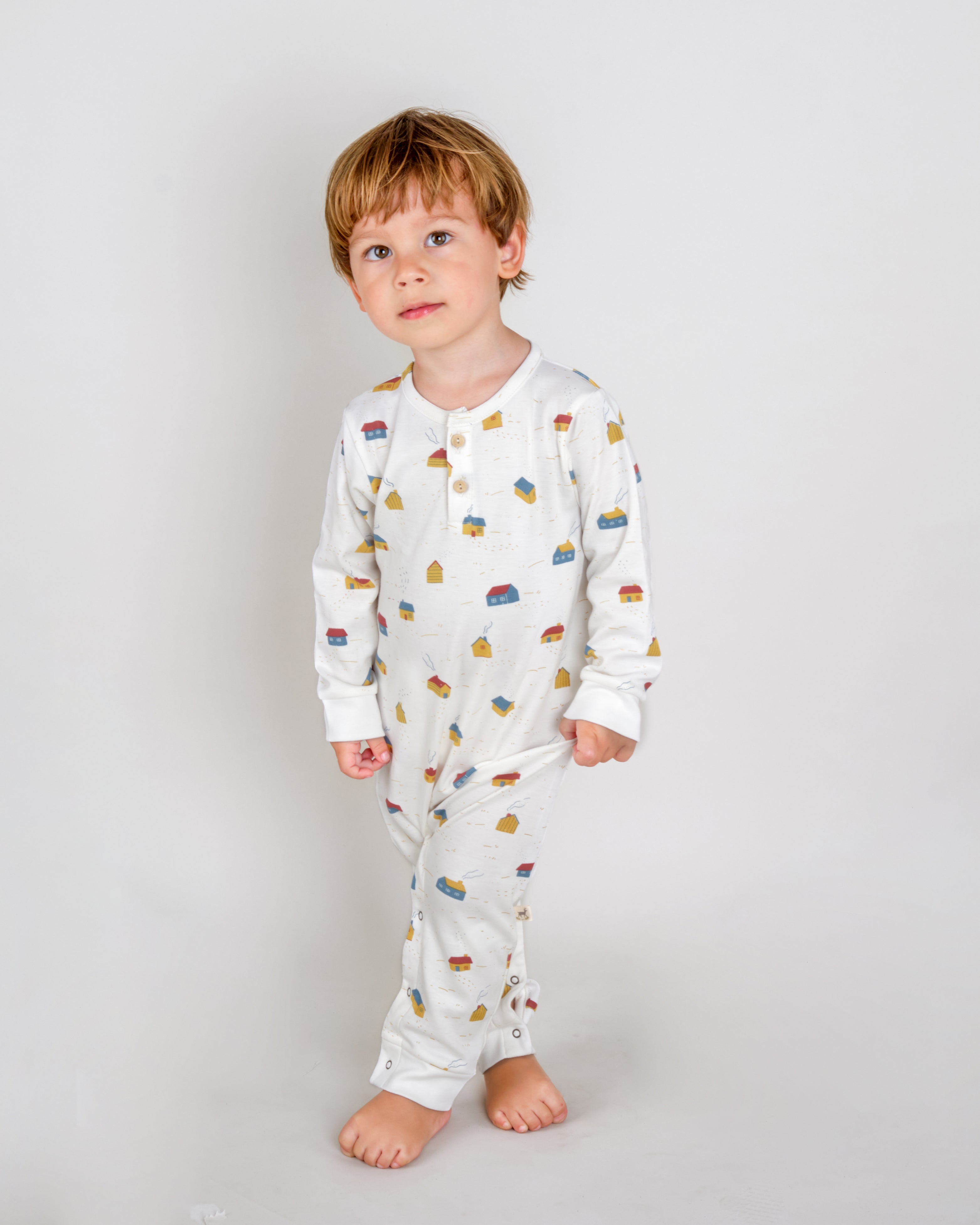 Buttons Jumpsuit - Tiny Houses Ivory