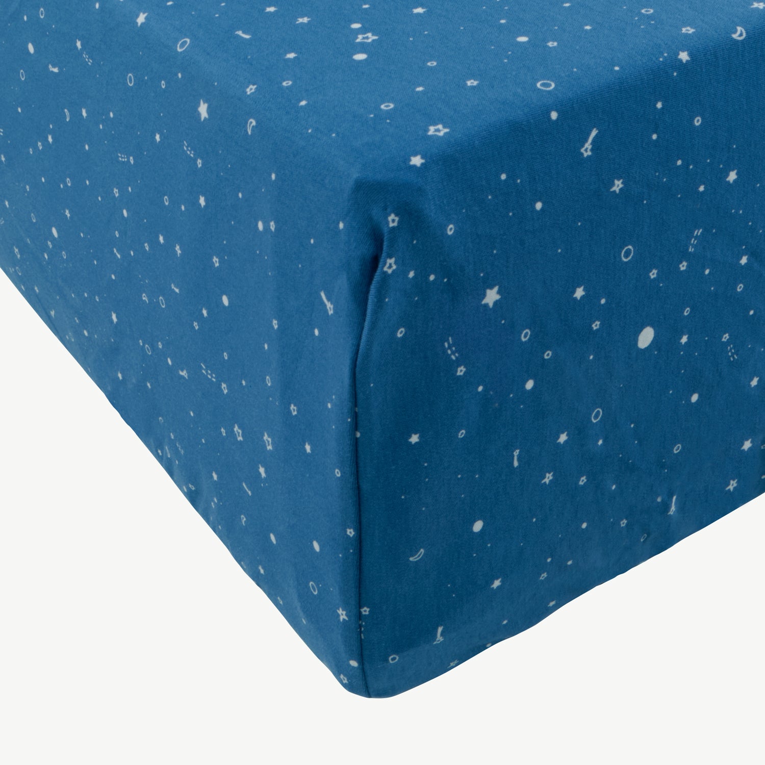 close to the stars' dark blue cribsheet