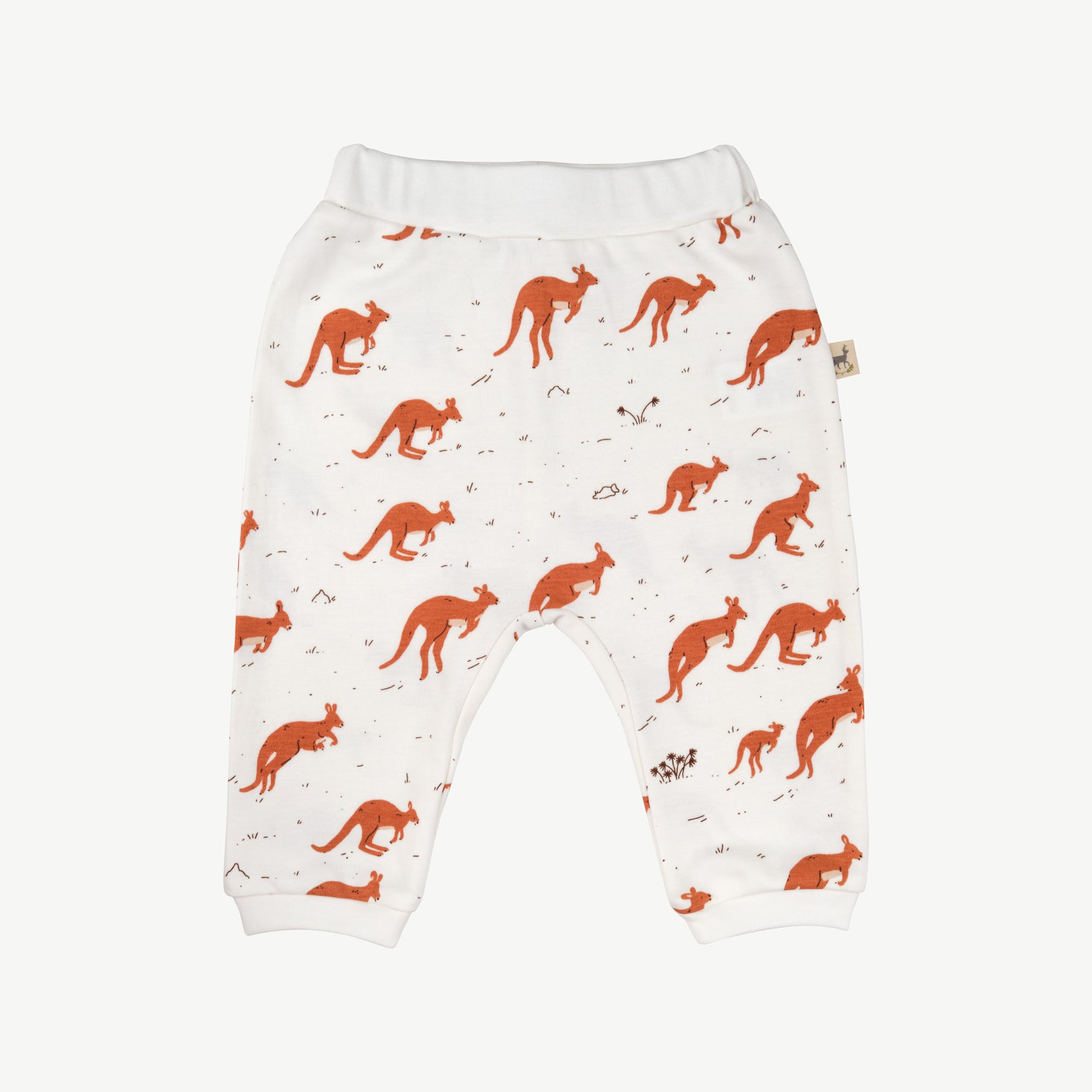 'kangaroo mob' ivory onesie + pants baby outfit