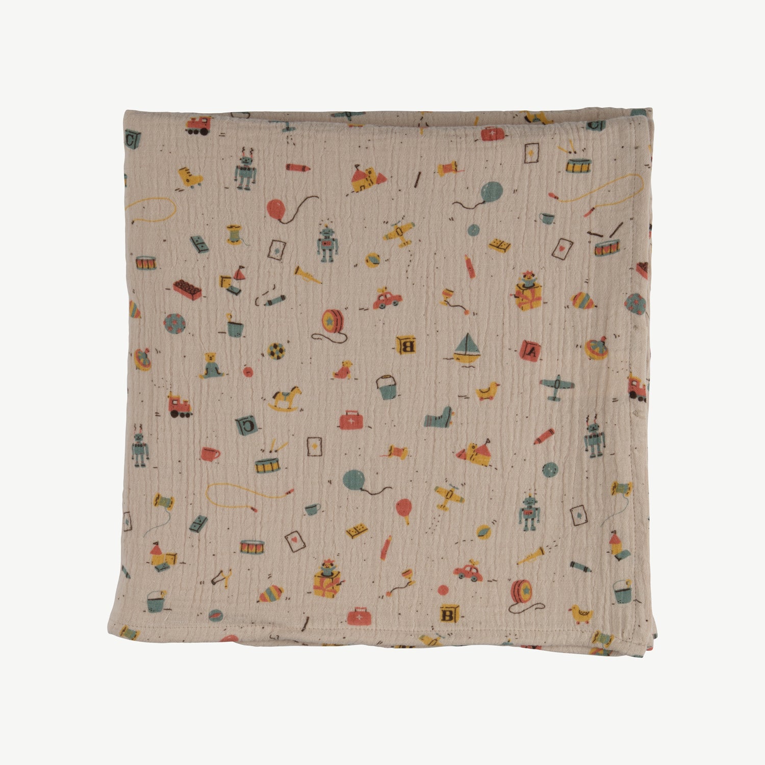 'bygone toys' white sand muslin swaddle