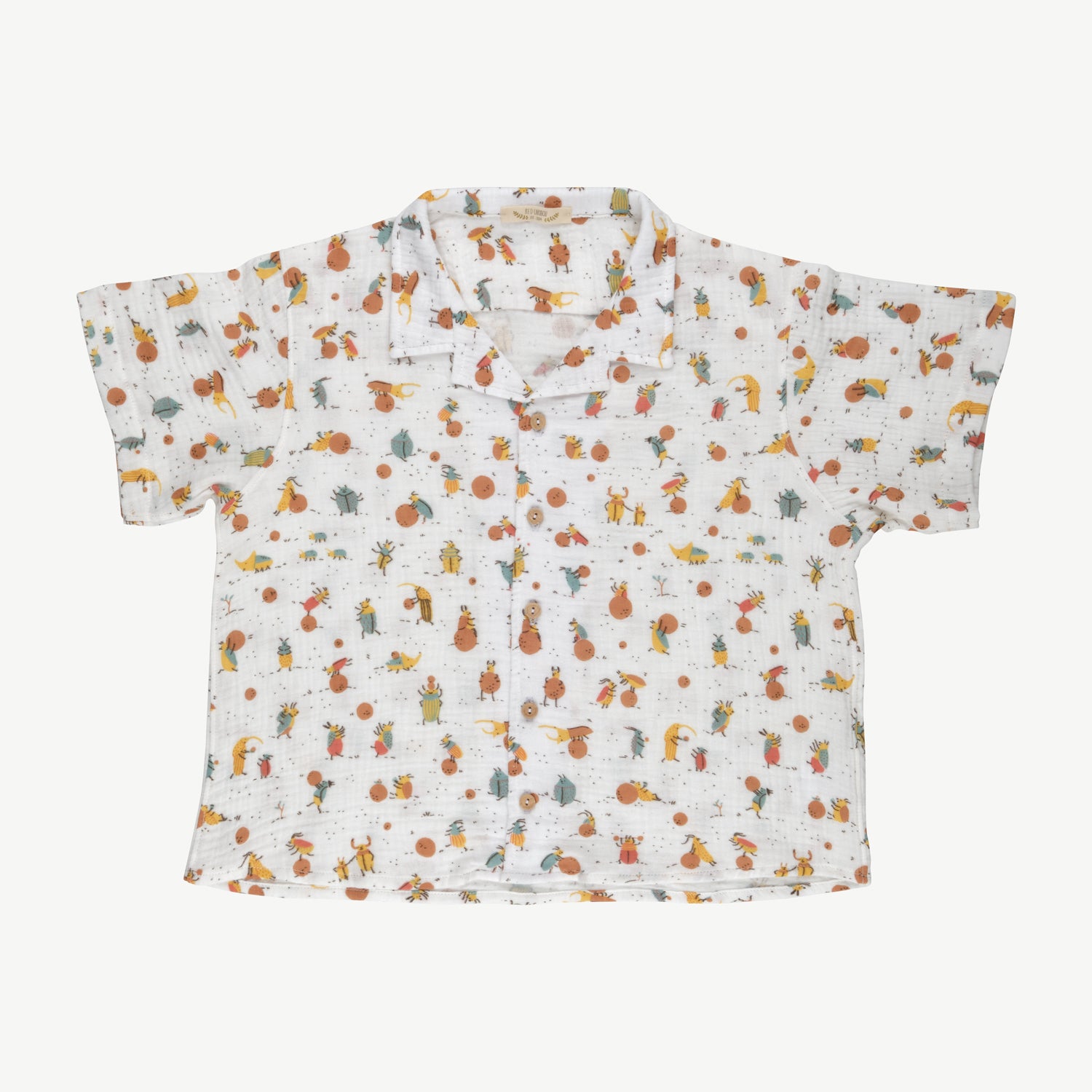 'juggling beetles' ivory muslin shirt