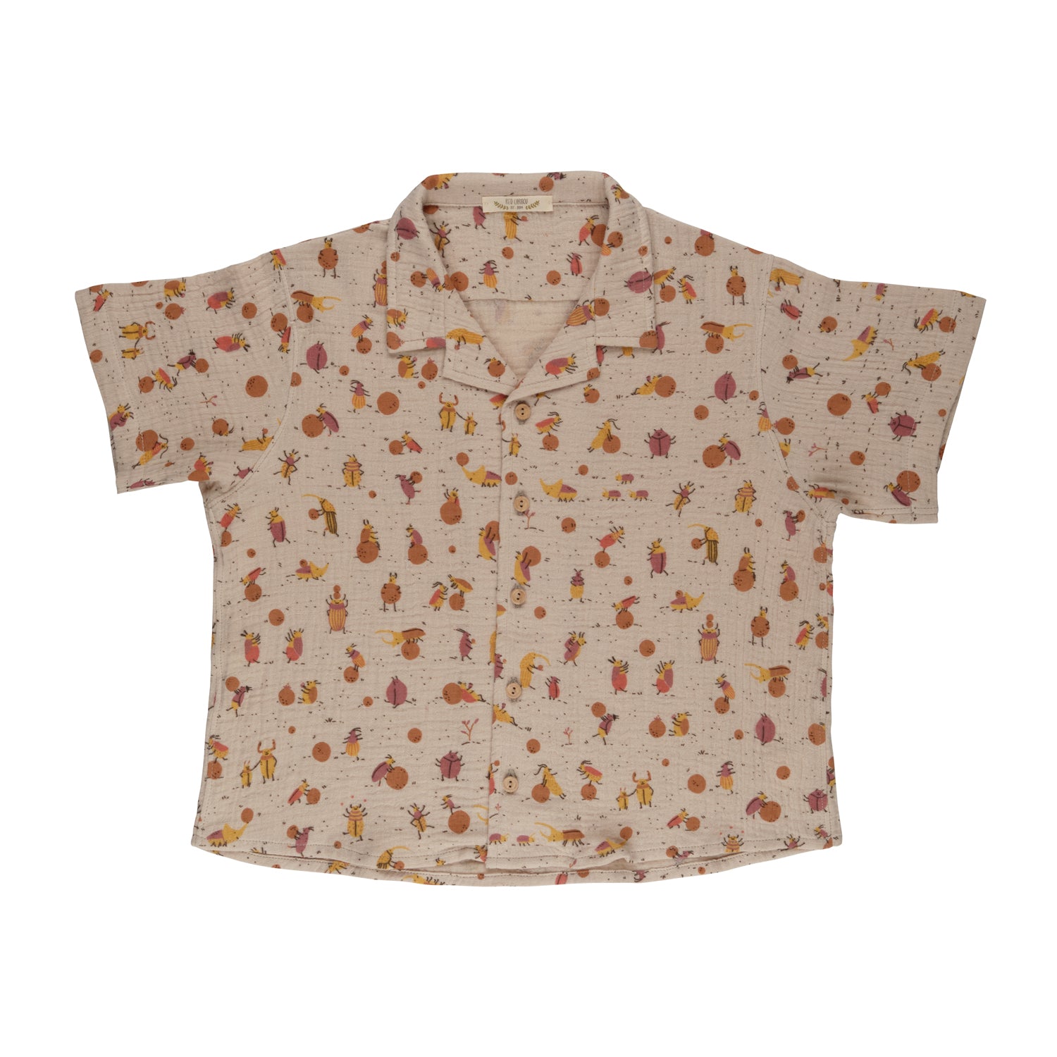 'juggling beetles' white sand muslin shirt